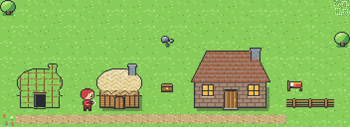 a plot of chalk, a frame half raised, a finished house